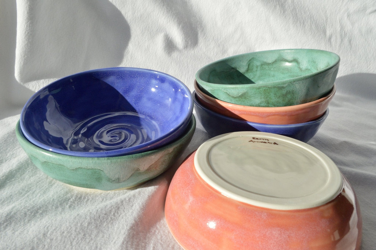 Blue Hour Bowls - Set of Two - Earth Animated Pottery