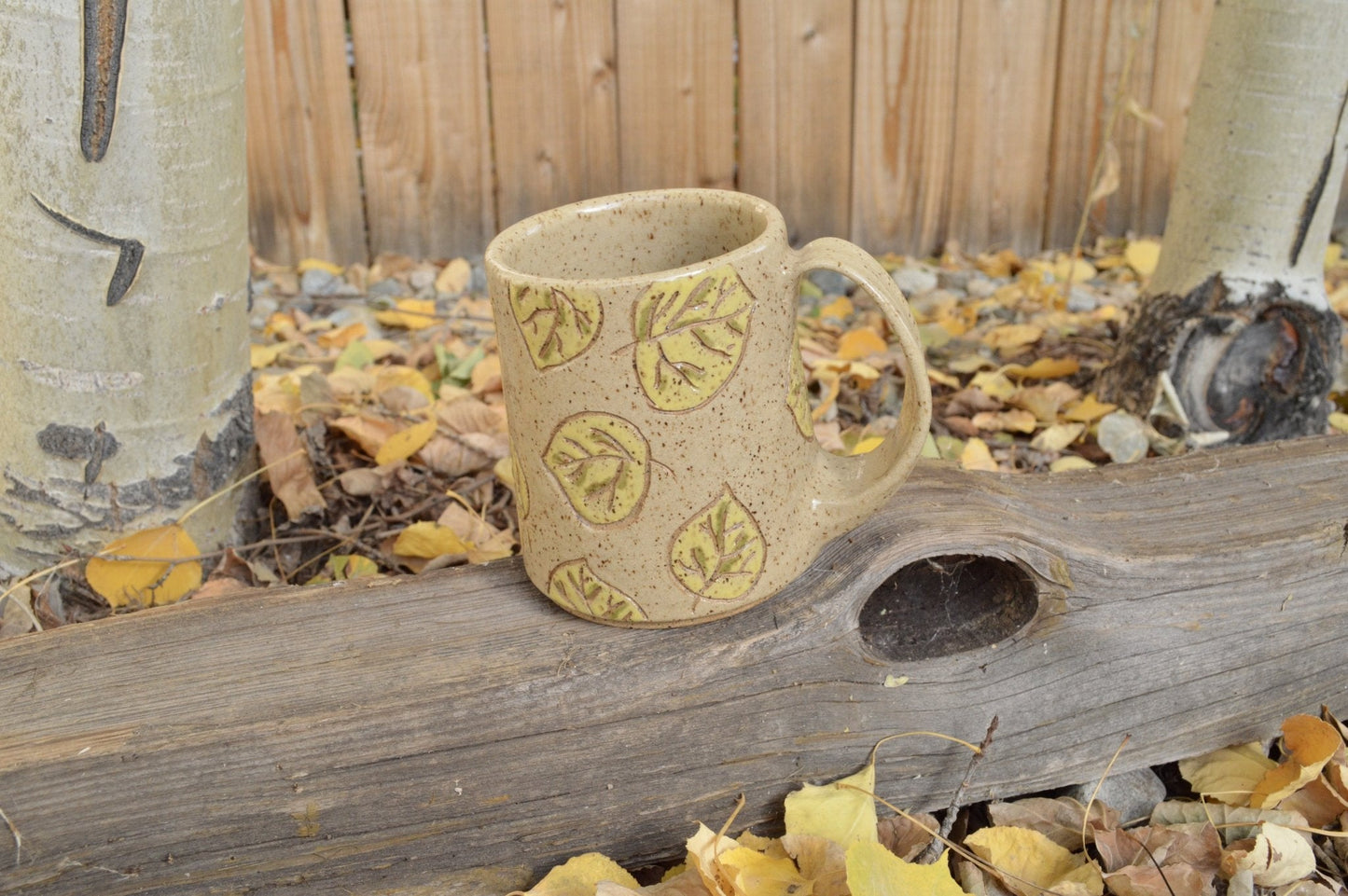 2nd - Aspen Leaf Mug - Earth Animated Pottery