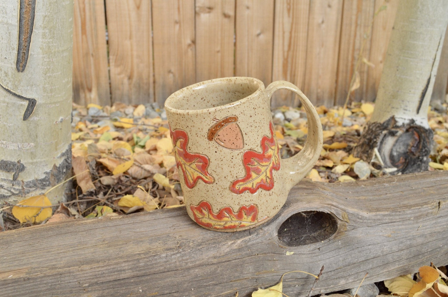 Oak Leaf and Acorn Mug - Earth Animated Pottery