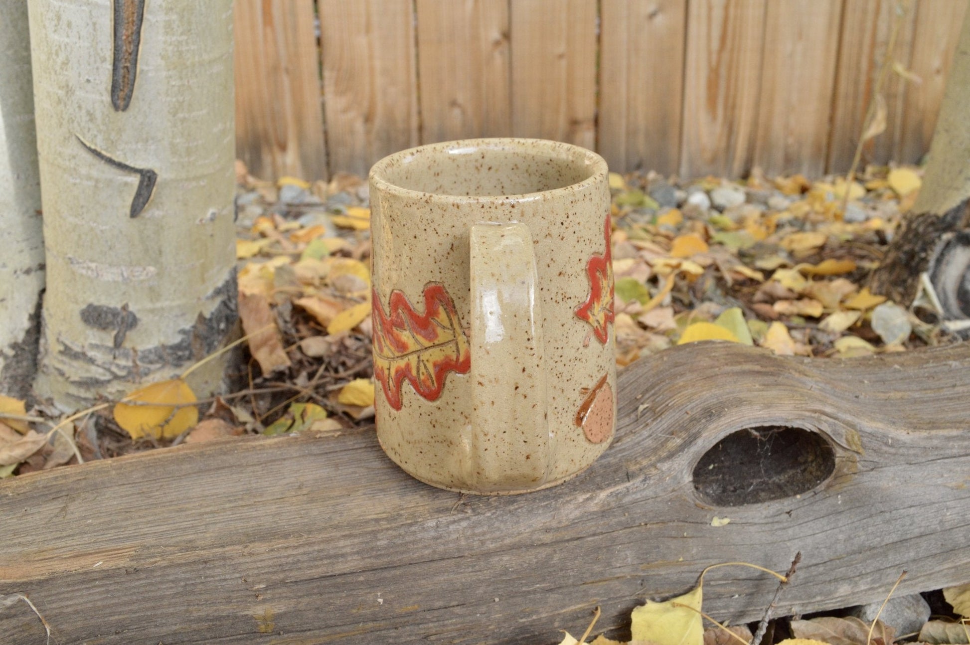 Oak Leaf and Acorn Mug - Earth Animated Pottery