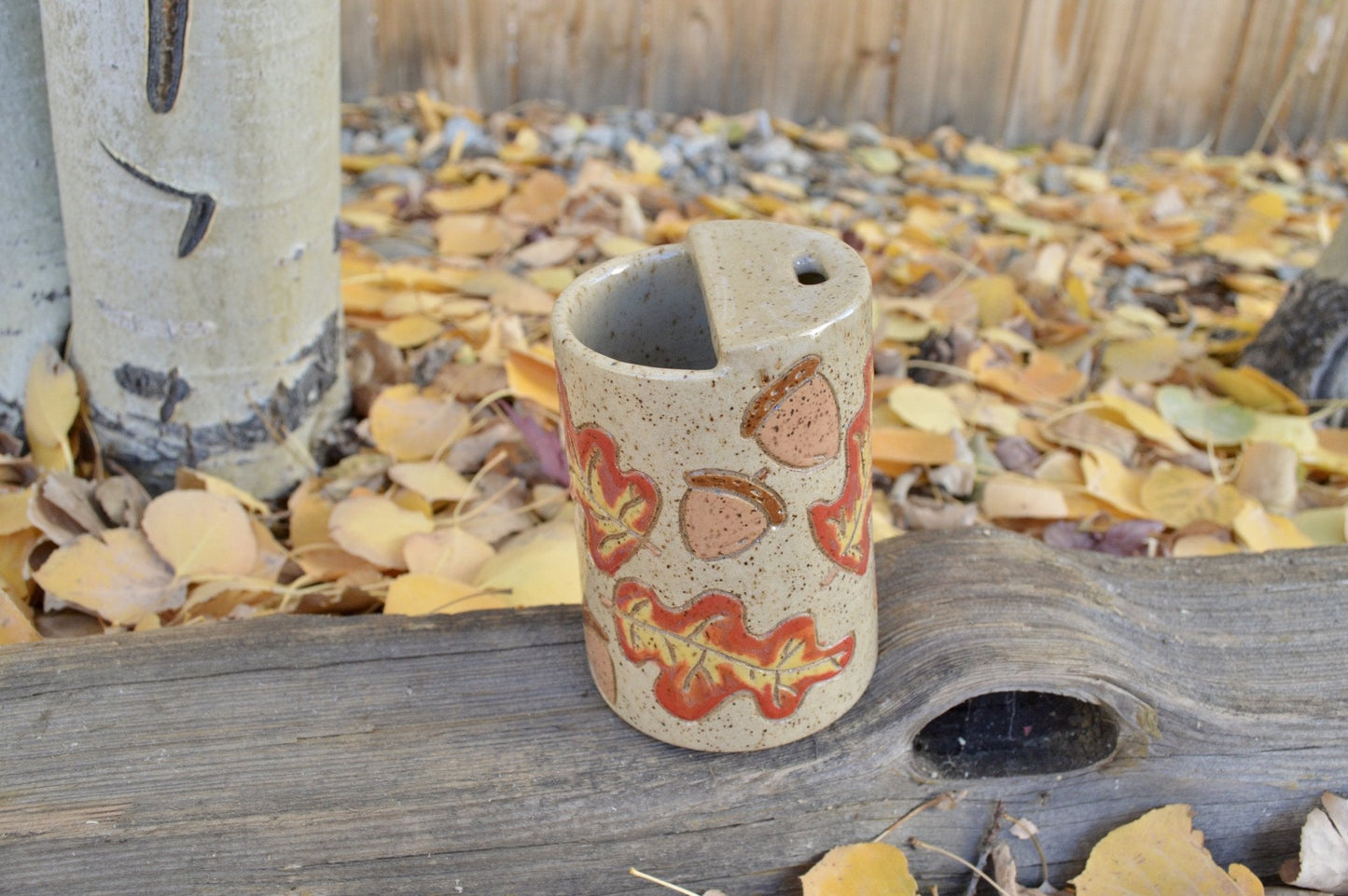 Oak Leaf and Acorn To - Go Mug - Earth Animated Pottery