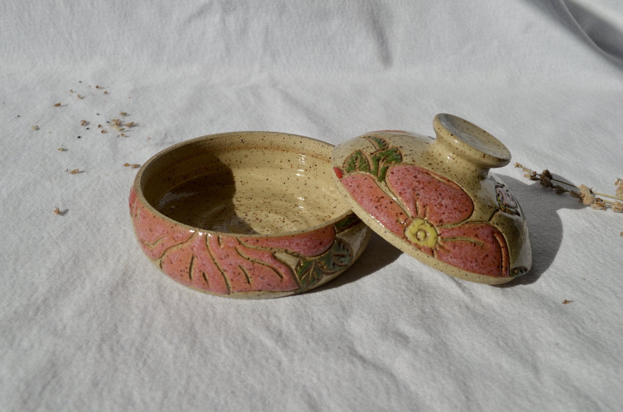 Wild Rose Jewelry Jar - Earth Animated Pottery