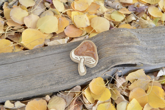 Wood Mushroom Magnet - Earth Animated Pottery